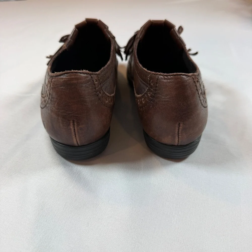 Born Brown Boylenn Leather Kiltie Tassel Loafers Wingtip Brogue Shoes Sz 7.5 Vtg